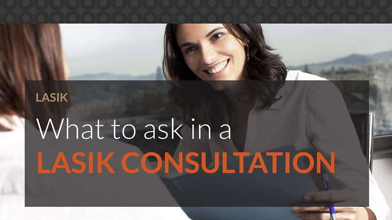 A female consultant discussing frequently asked questions during a LASIK consultation